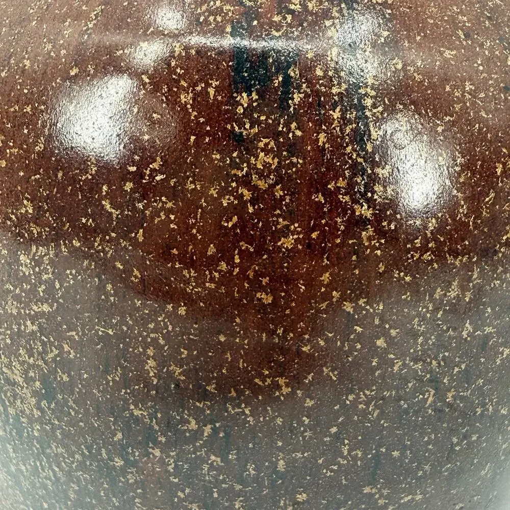 Decorative Vase Brown / Copper Speckled Glossy Glaze Handmade Unbranded